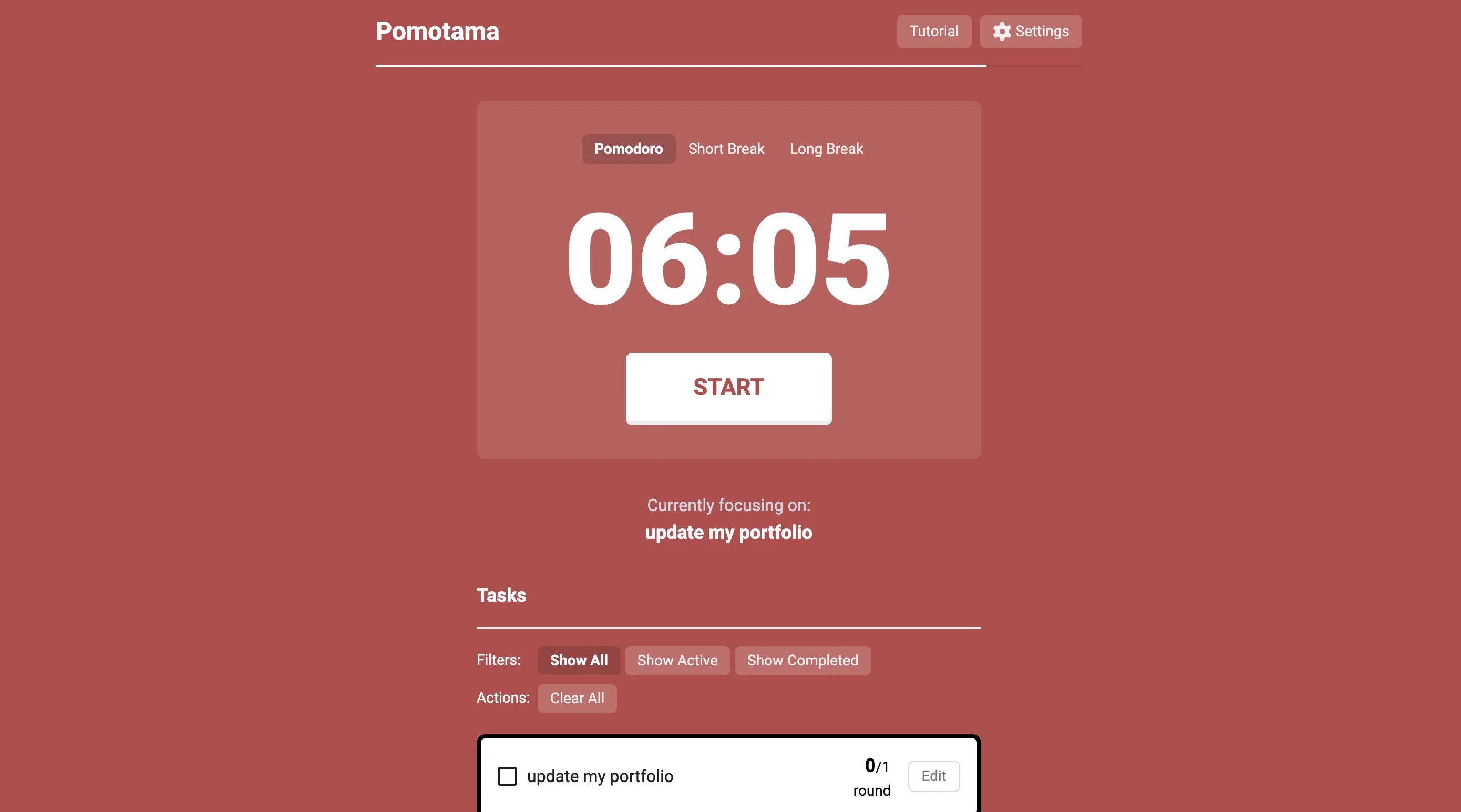 sneak peek of the app pomotama